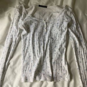 White and blue floral, brandy Melville, long sleeve